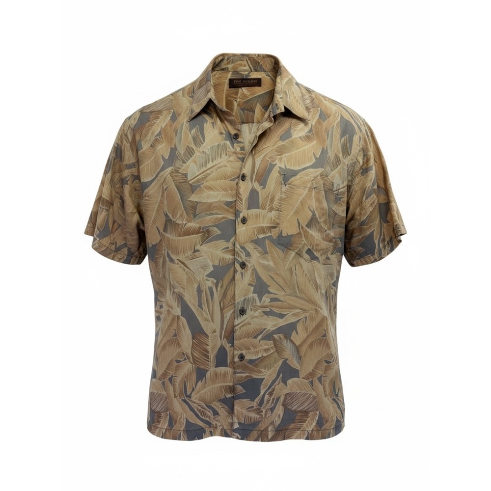 Tori Richard Honolulu Mens Large Cotton Lawn Tropical Leaf Aloha Shirt (L41)